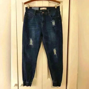 Cotton On Sporty women's distressed dark wash denim jogger jeans | size 6